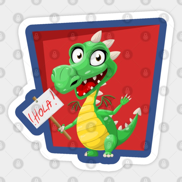 Hola Dragon Sticker by Mako Design 